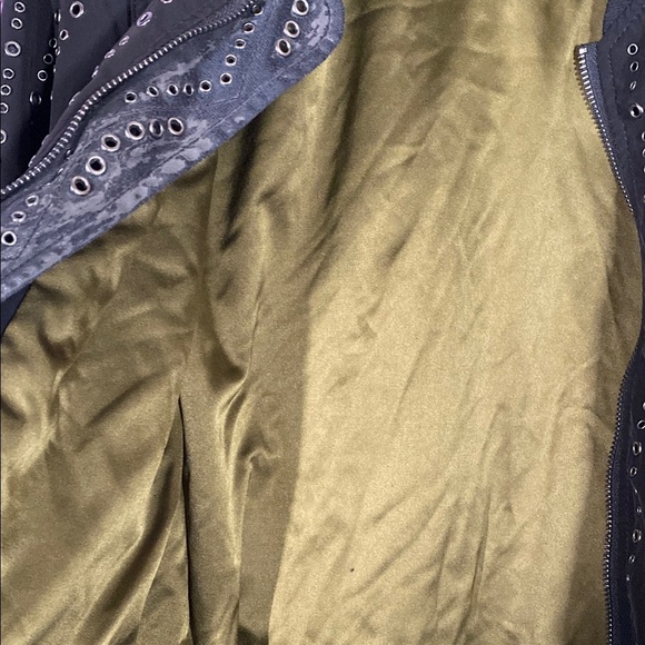 BLANKNYC Black L Studded Grommet Bomber Jacket O-Ring Zip Streetwear Punk Style - Picture 8 of 8